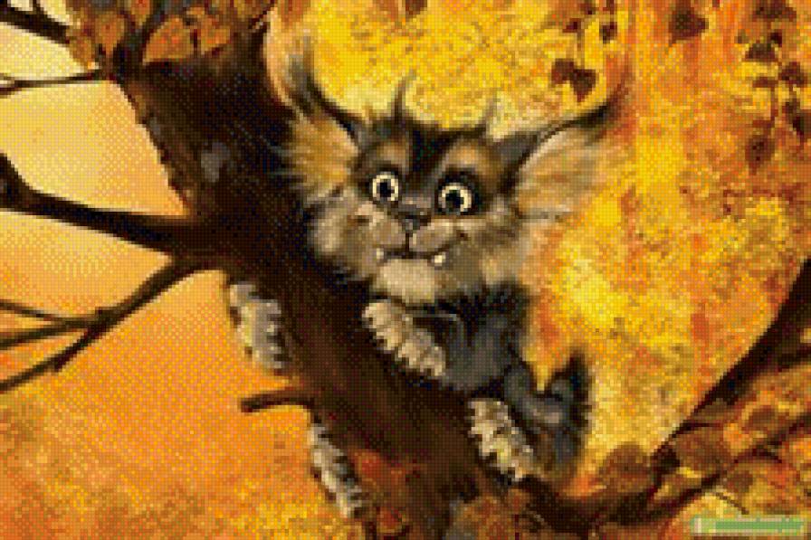 Кот на дереве - предпросмотр