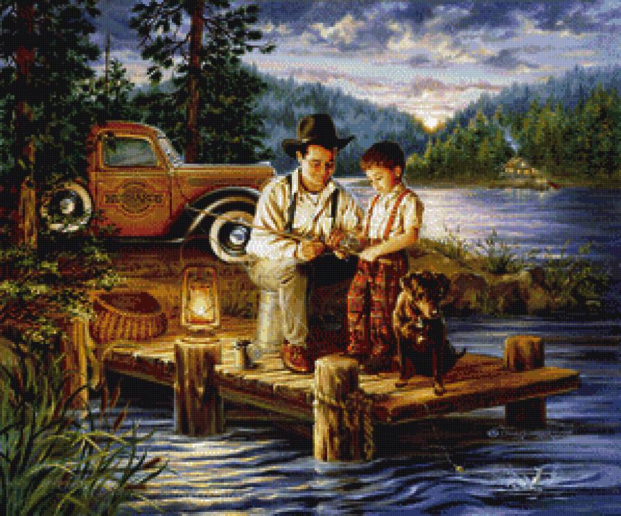 на рыбалке - люди, природа - предпросмотр