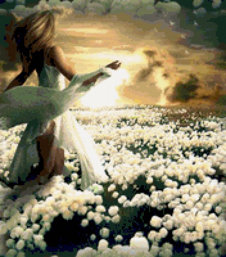 сон - поле, цветы, девушка, фентези - предпросмотр