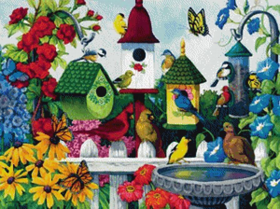 Серия "Сказочные птицы", 2 - цветы, птицы, лето - предпросмотр