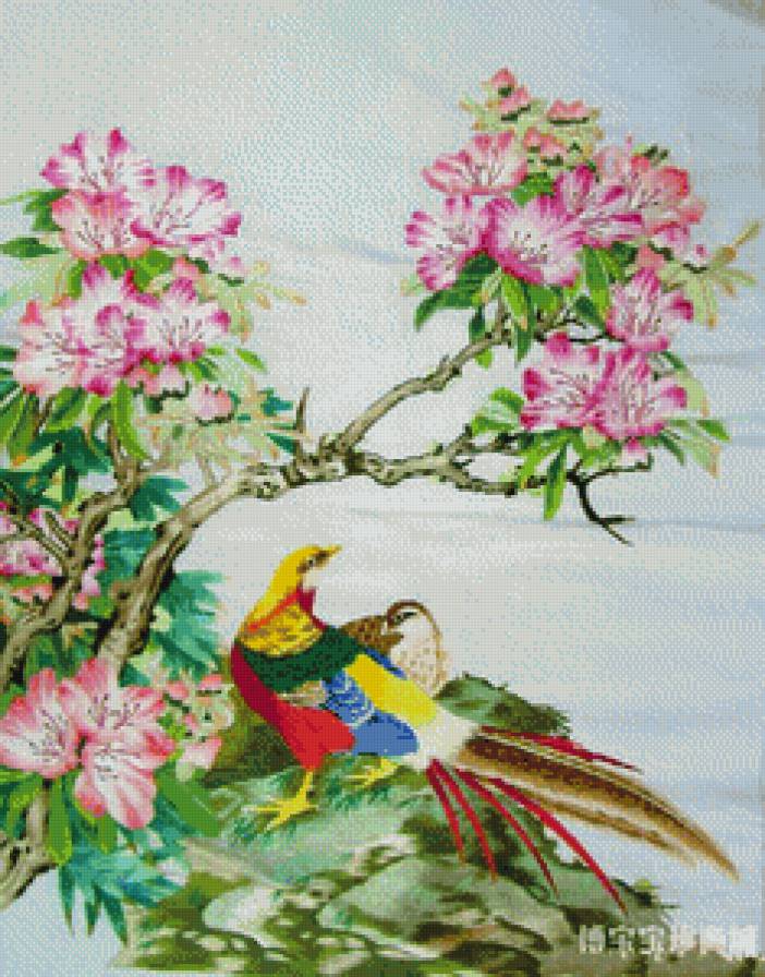 Серия "Сказочные птицы", 3 - лето, птицы, цветы, берег моря, пейзаж - предпросмотр