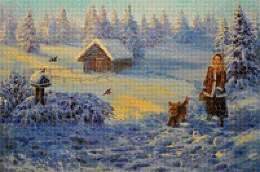 зимняя сказка - прогулка, в лесу, девушка, природа, дом - предпросмотр