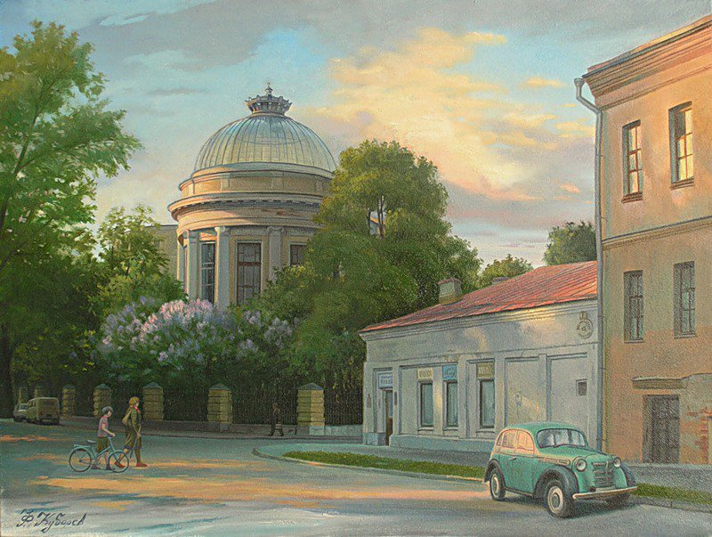 ретро город - пейзаж, ретро, живопись, город, лето - оригинал