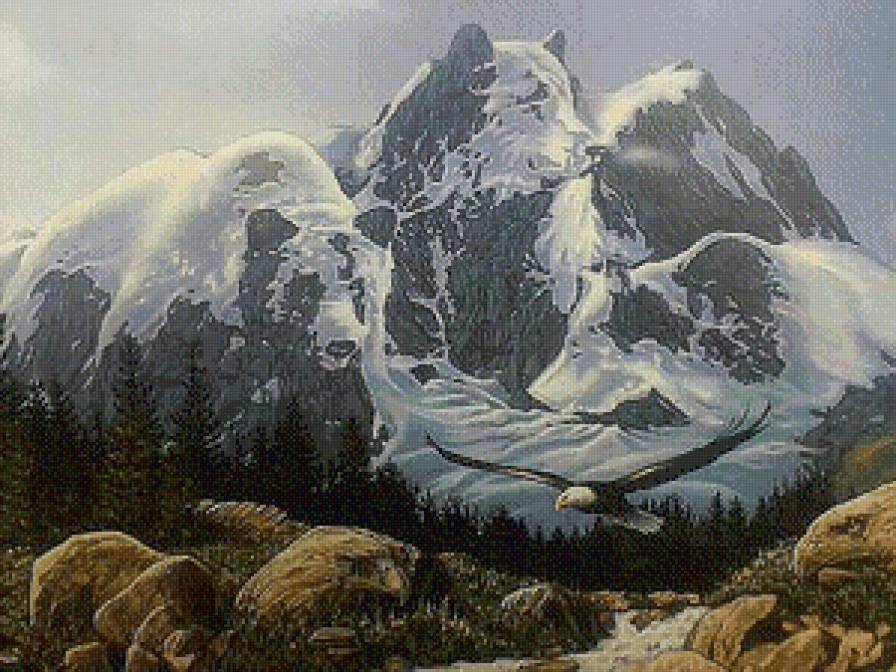 гора три медведя - горы, картина, пейзаж - предпросмотр