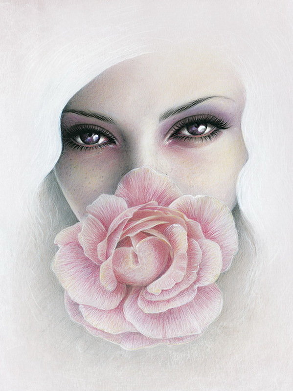 девушка с розой - женщина, портрет, арт, девушка, взгляд, роза, цветок, глаза - оригинал