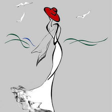 Схема вышивки «девушка с чайками»