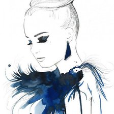 Схема вышивки «девушка с синим боа»