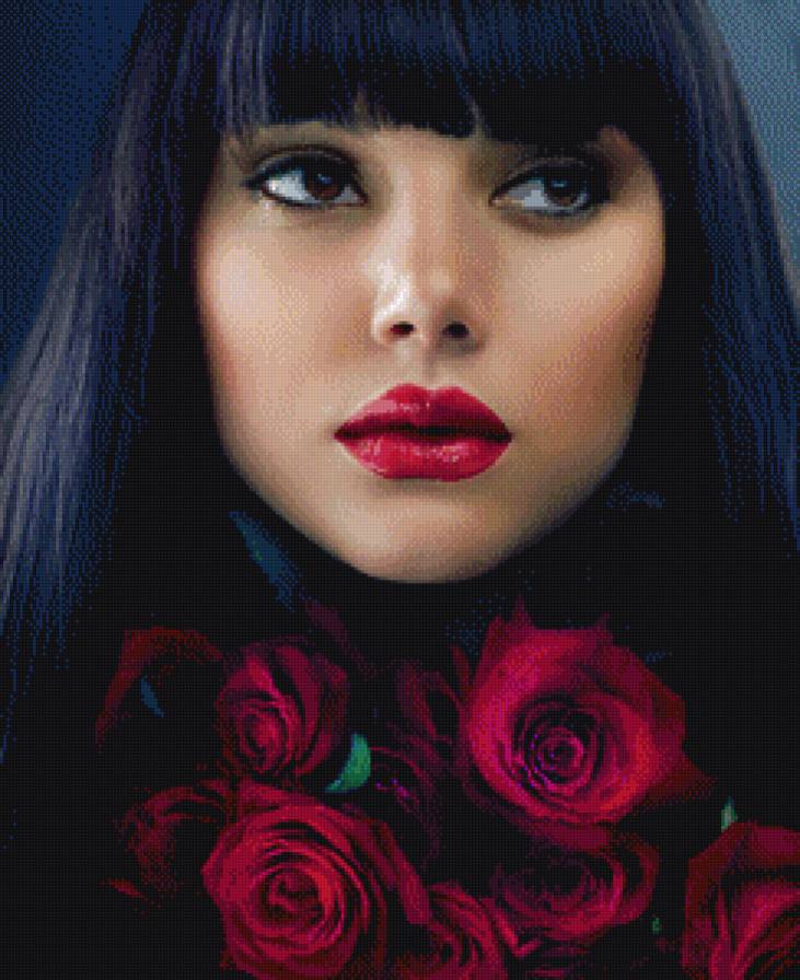 портрет с розами - портрет, девушка - предпросмотр