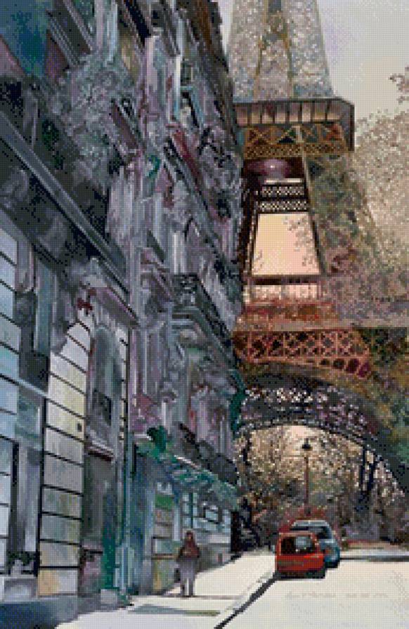 париж - франция, улица, париж, фонарь, город, эйфелева башня - предпросмотр