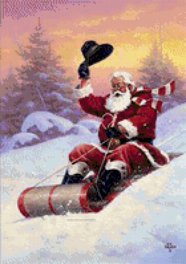 Спешу с ветерком - новый год, рождество, зима, санта - предпросмотр