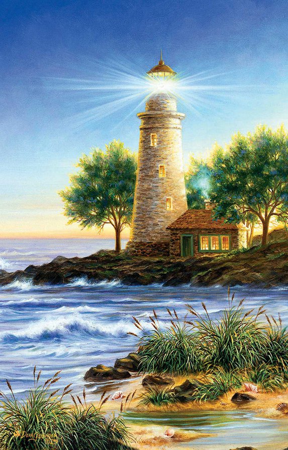 картина - маяк, море - оригинал