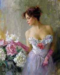 девушка с цветами - девушка, цветы, живопись - оригинал