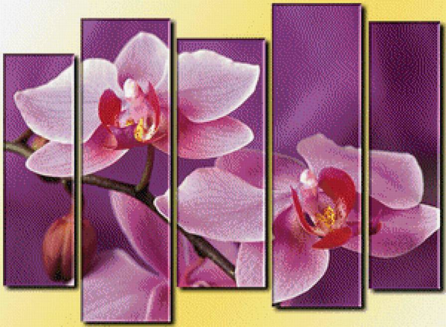 триптих сиреневые орхидеи - предпросмотр