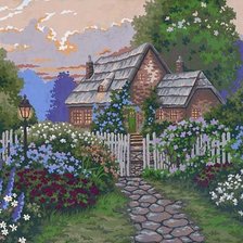Схема вышивки «дом в  саду»