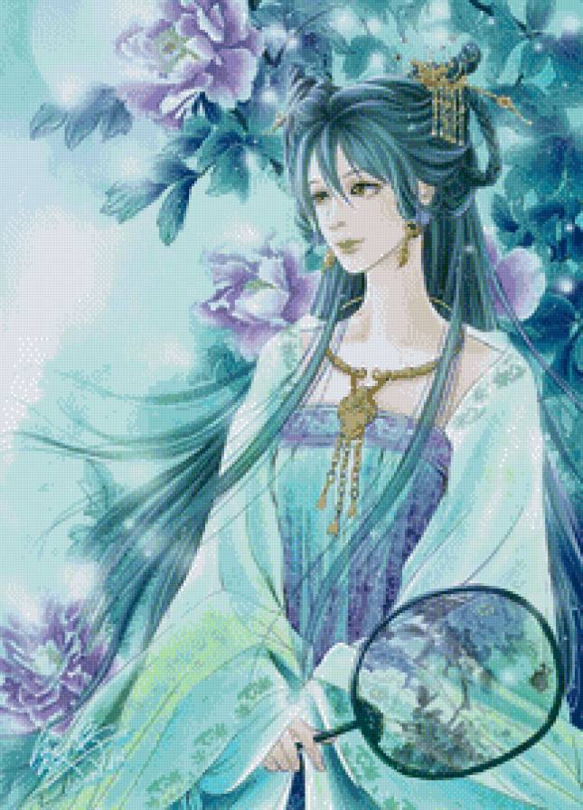 девушка с веером - восток, девушка - предпросмотр