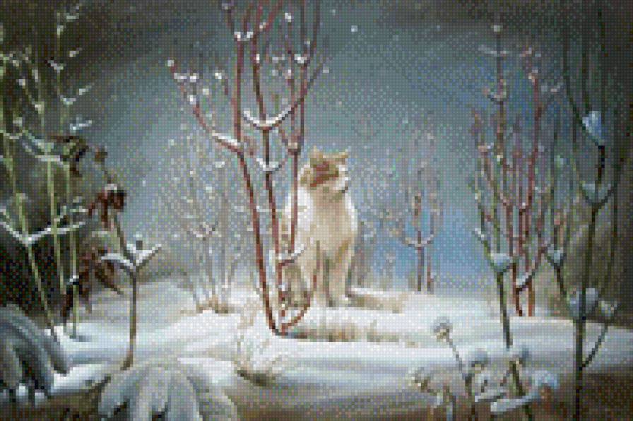 Котик Снежок - зима, снег, кот - предпросмотр