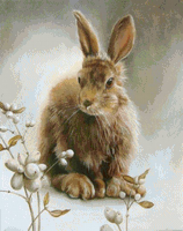 Зайчища - животные, снег, заец, зима - предпросмотр