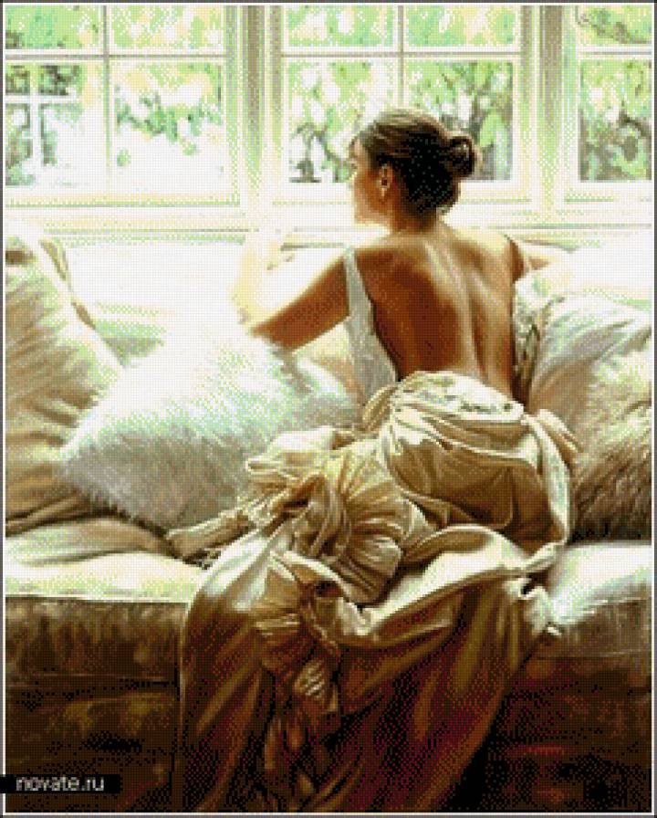 женщина в окне - погруженный в размышления, окно, женщина - предпросмотр