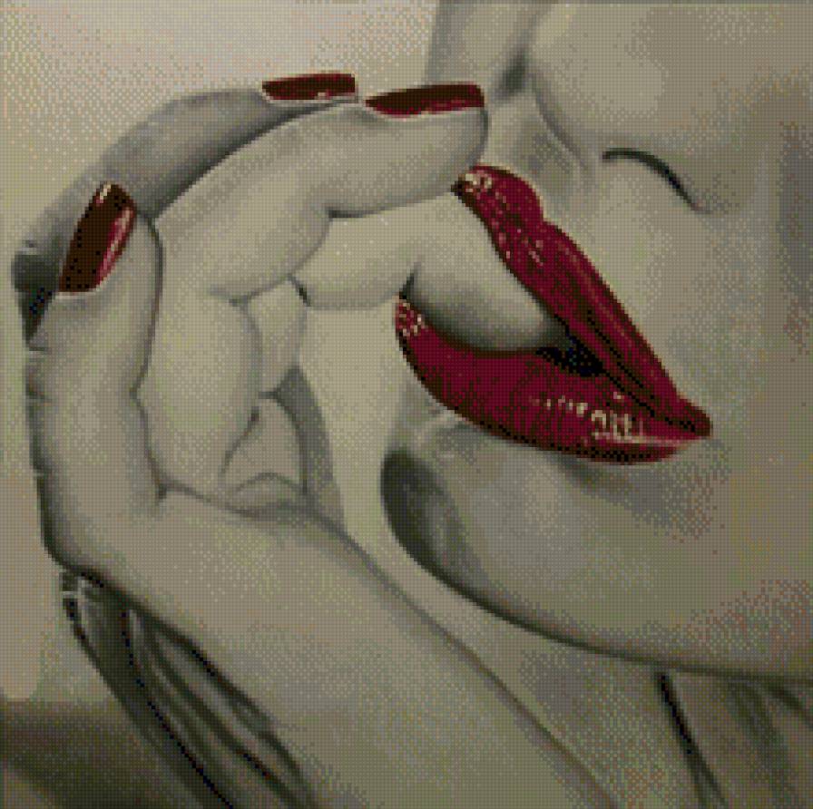 загадка - губы, сексуально., красиво, руки, девушка - предпросмотр