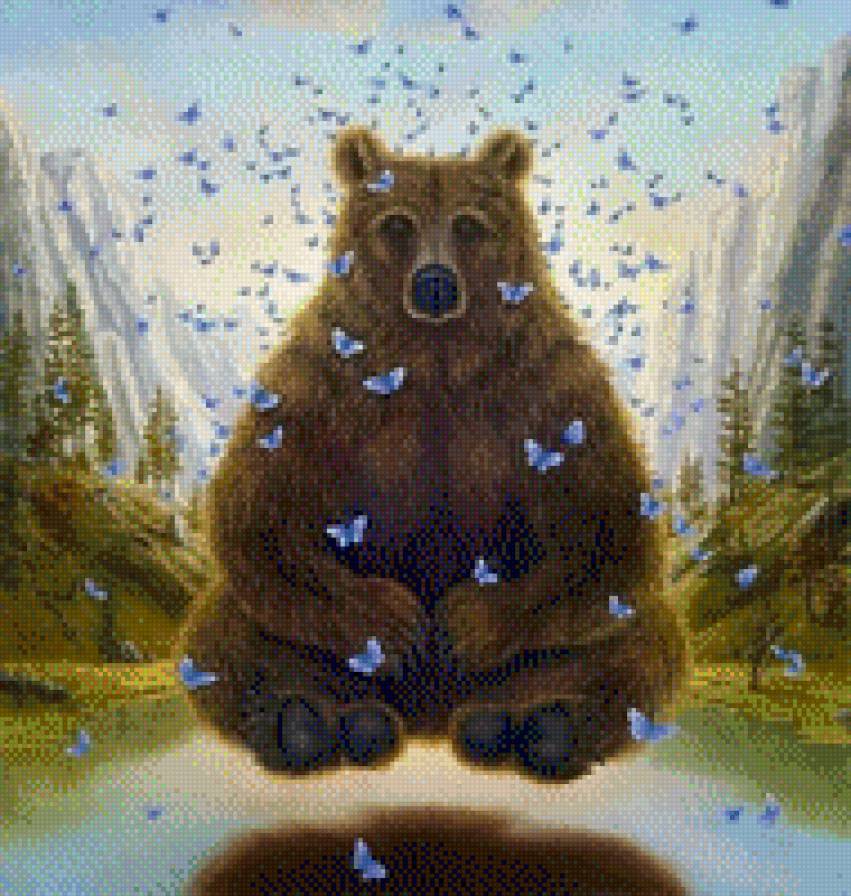 рэлакс - медведь, покой, лес, медитация - предпросмотр