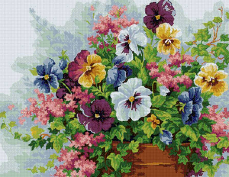 анютки - анютки, цветы, букет - предпросмотр