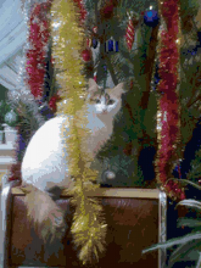 Снегурочка - вышивка, кошка, новый год - предпросмотр