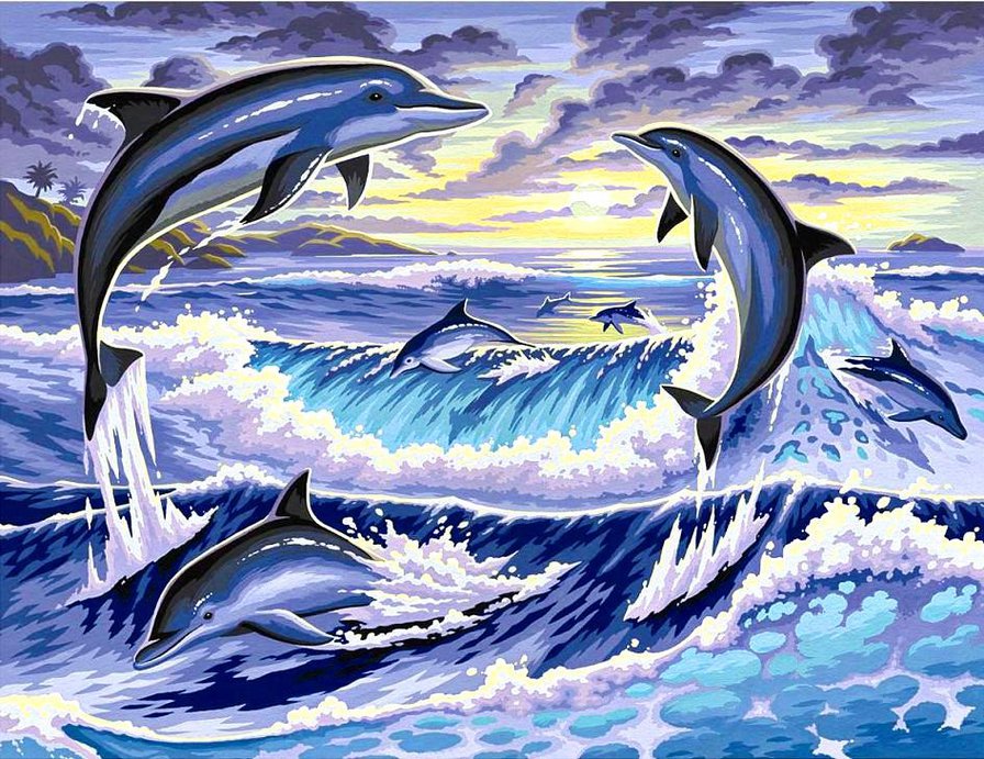 Дельфины - море - оригинал