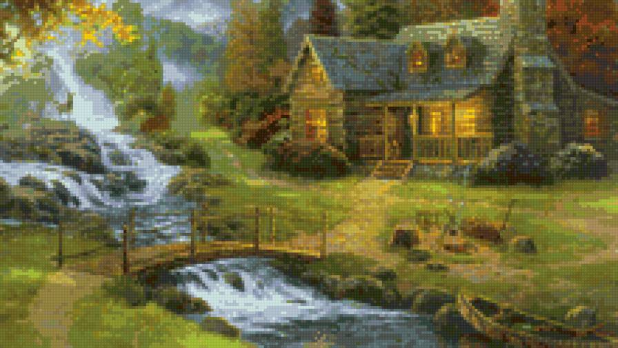 Домик в лесу - пейзаж - предпросмотр