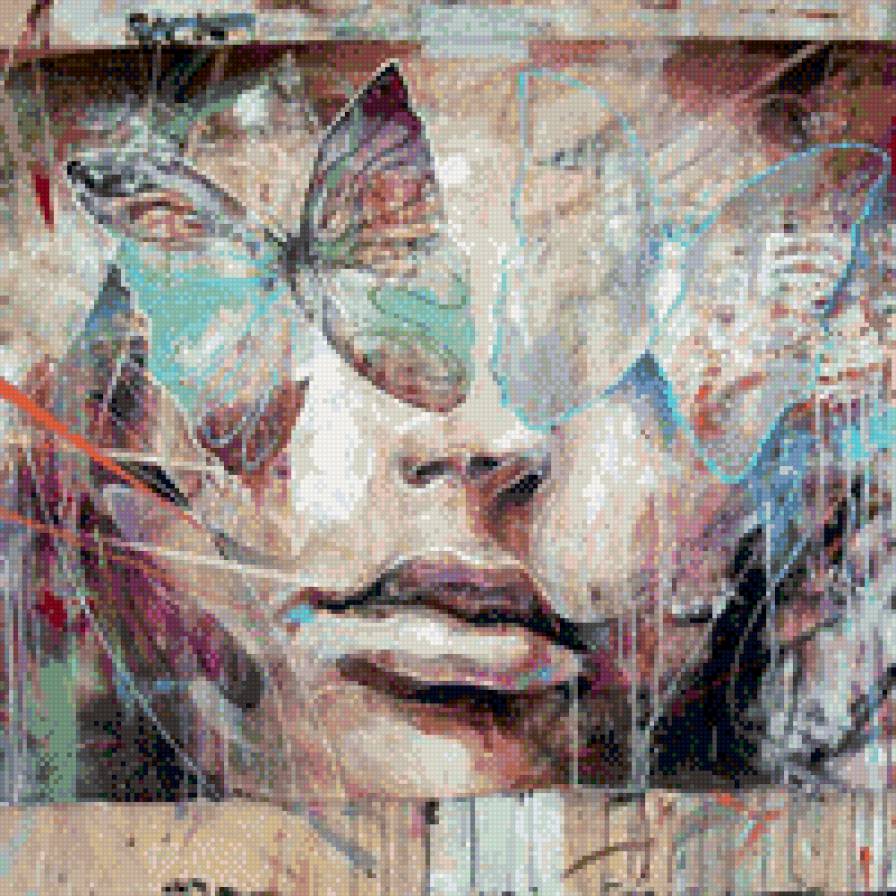 Девушка - лицо, бабочки, девушка - предпросмотр