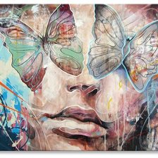 Оригинал схемы вышивки «Девушка с глазами-бабочками» (№820592)