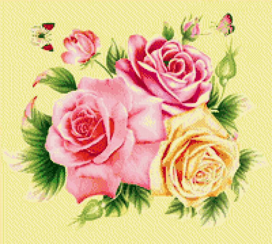 3 розы - розы бутонв бабочки - предпросмотр