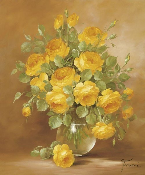 букет из жёлтых роз - цветы, розы, нежность, ваза, букет, натюрморт - оригинал