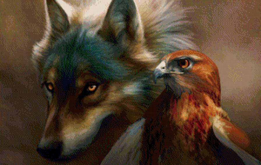 волк и орёл - волк, орел, птица, животные, природа - предпросмотр