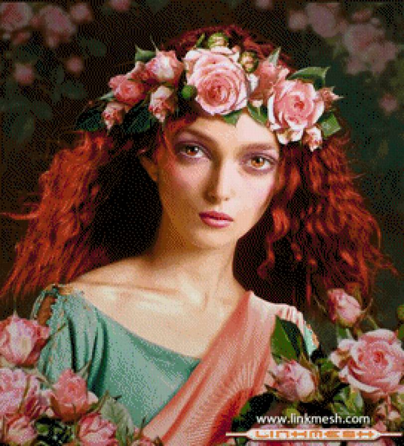 joven con corona de rosas - предпросмотр