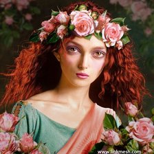 Схема вышивки «joven con corona de rosas»