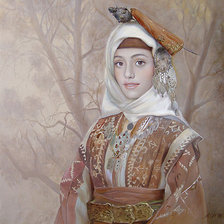 Схема вышивки «девушка в народном костюме»