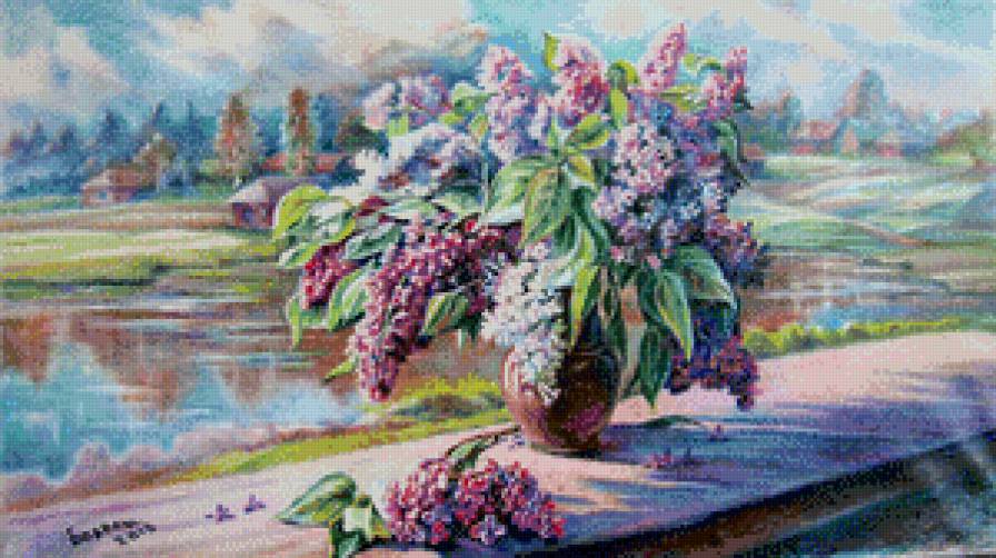 букет сирени - букет, живопись, сирень, натюрморт, нежность, весна, ваза - предпросмотр