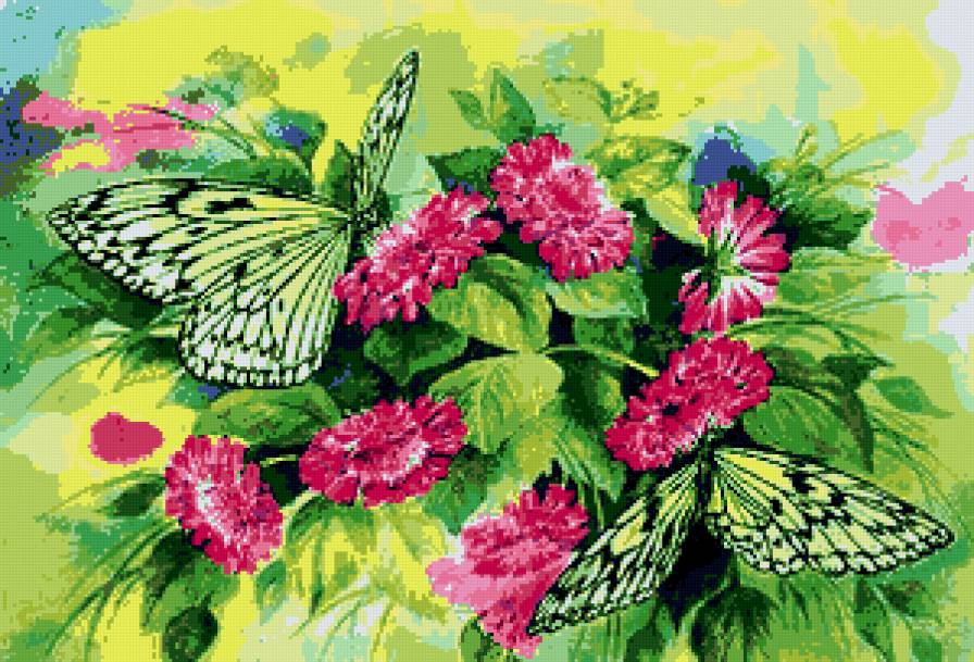 цветы и бабочки - пано, цветы, бабочки - предпросмотр