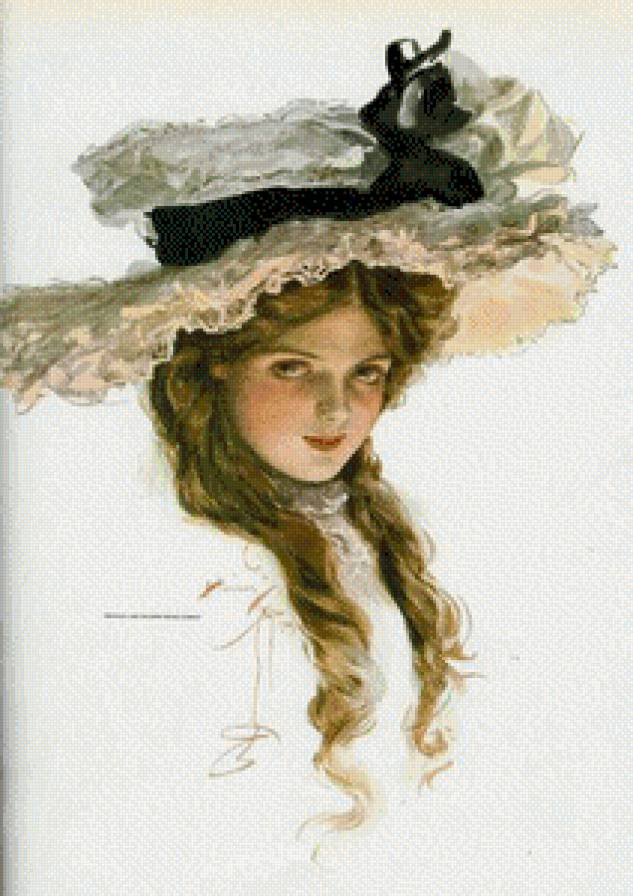 muchacha victoriana sombrero blanco - предпросмотр