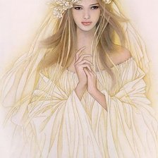 Схема вышивки «mujer con corona de flores»