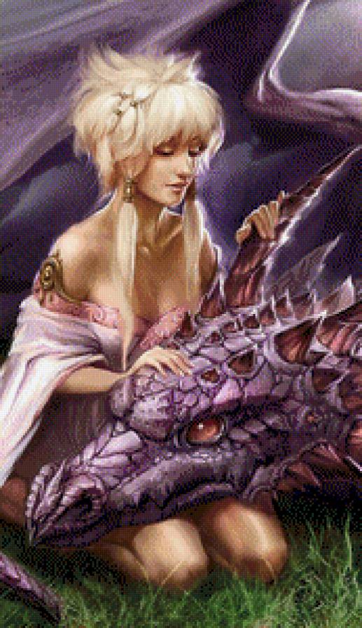 mujer con dragon lavanda - предпросмотр