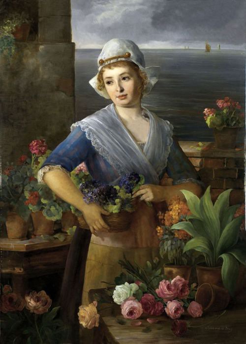 цветочница - девушка, картина, живопись - оригинал