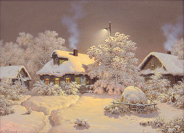 Зимняя деревушка - зима, деревня зимой, зимний домик - оригинал