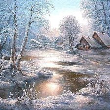 Схема вышивки «Зимняя деревушка»