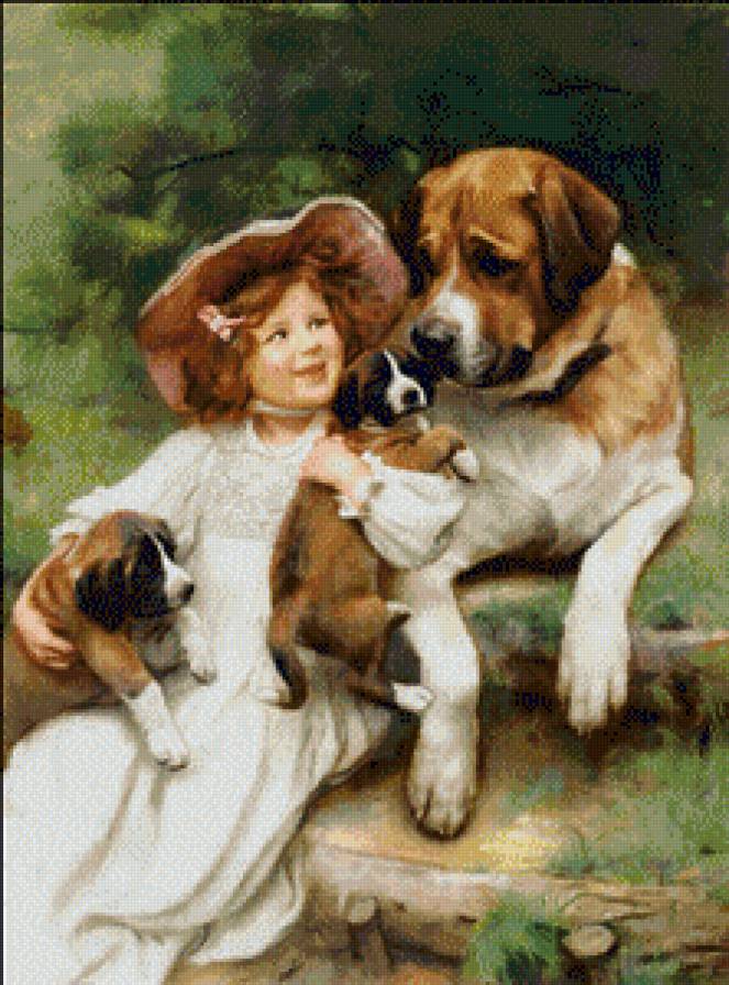 niña con perros - предпросмотр