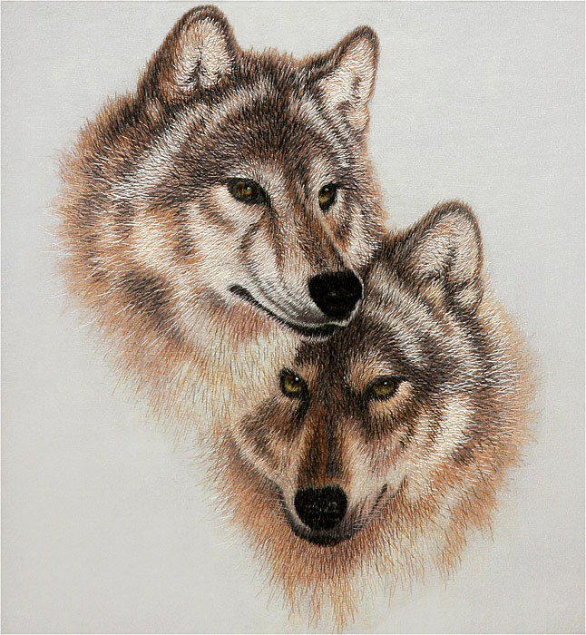 Пара волков - любовь, природа, волки, животные, грусть, защита - оригинал