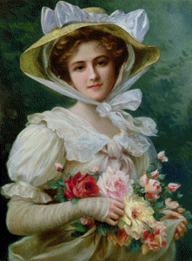 elegant-lady-with-a-bouquet-of-roses-emile-vernon - предпросмотр