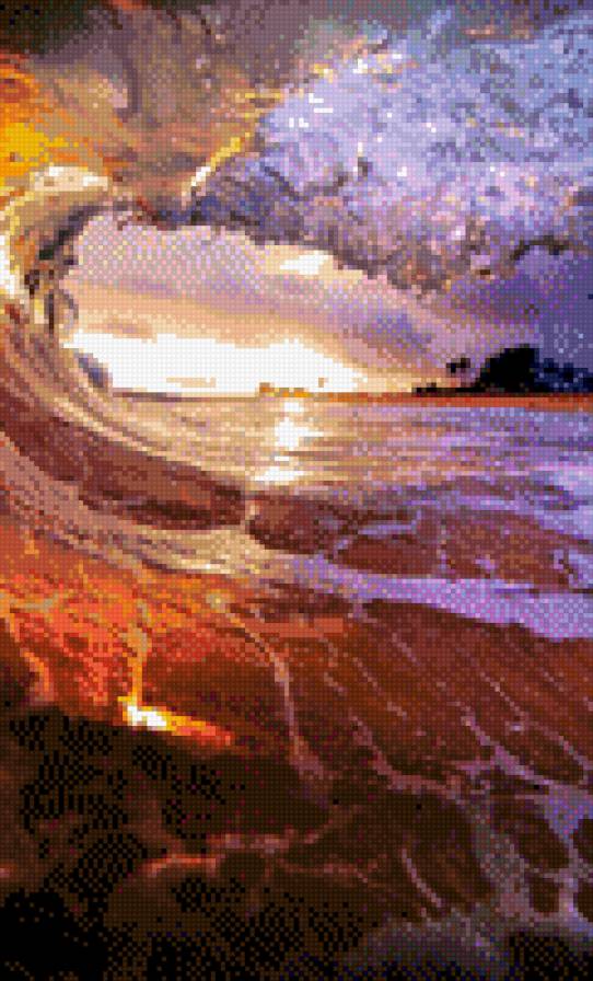 Вечерняя волна - волна, закат, солнце, сумрак - предпросмотр