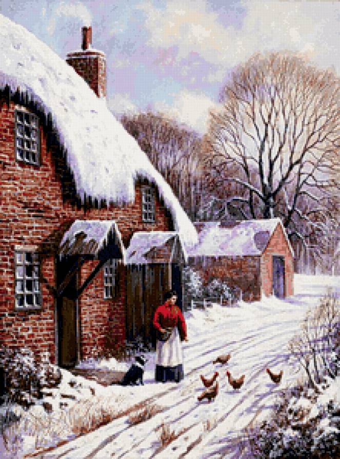 сельский дворик - пейзаж, дом, двор - предпросмотр