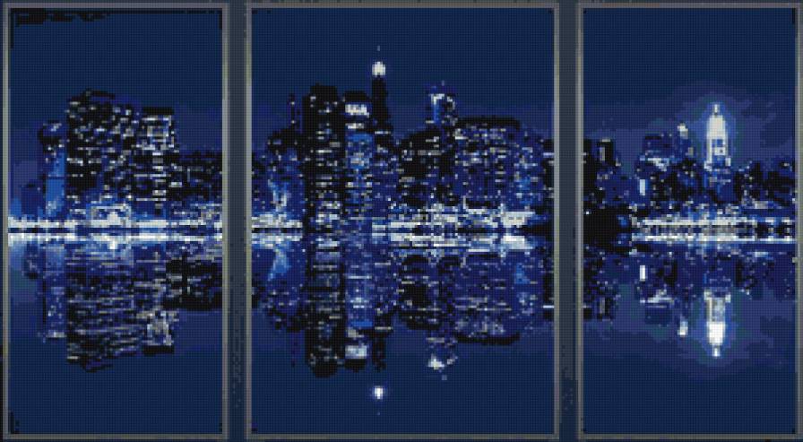 Ночной город - дома - предпросмотр